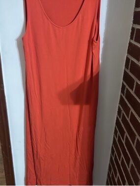 J. Jill Size XL stretch Sleeveless Coral Orange Maxi Dress